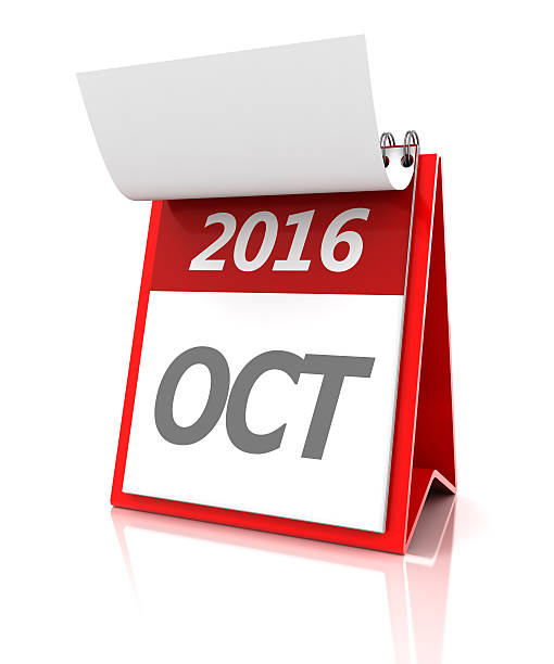 istock October of 2016 calendar, 3d render 489694720