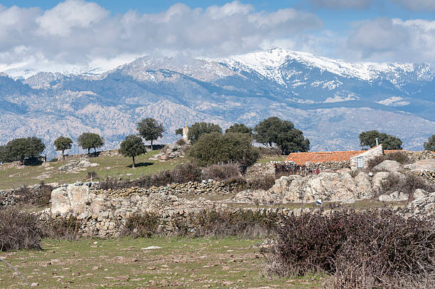Old farm house Old farm house at the foot of Guadarrama Mountains, Madrid, Spain juniperus oxycedrus stock pictures, royalty-free photos & images