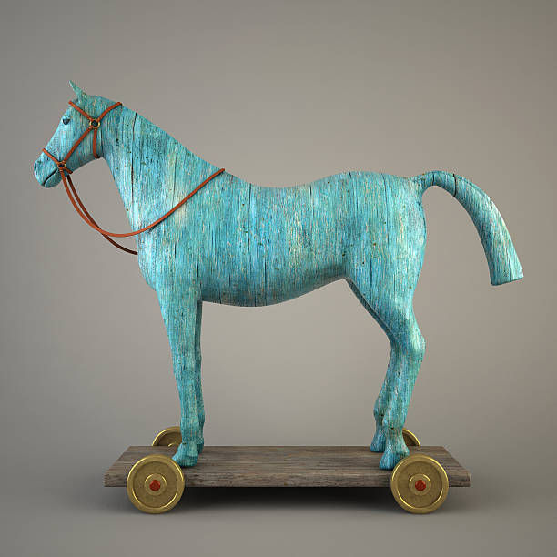 istock Blue wood horse (symbol of the new year 2014) 489695063