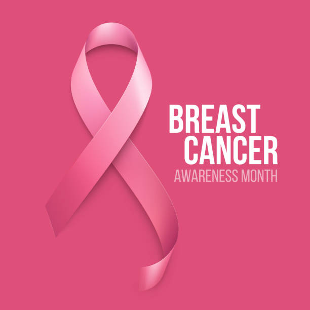 ilustrações, clipart, desenhos animados e ícones de fita de consciência para o câncer de mama de fundo. ilustração vetorial - breast cancer