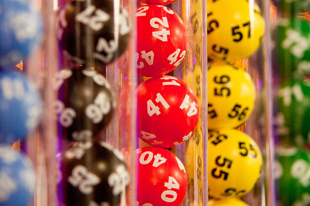 Lottery balls in tubes stock photo
