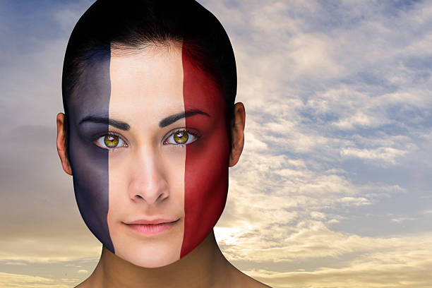 istock Beautiful brunette in france facepaint 489698187