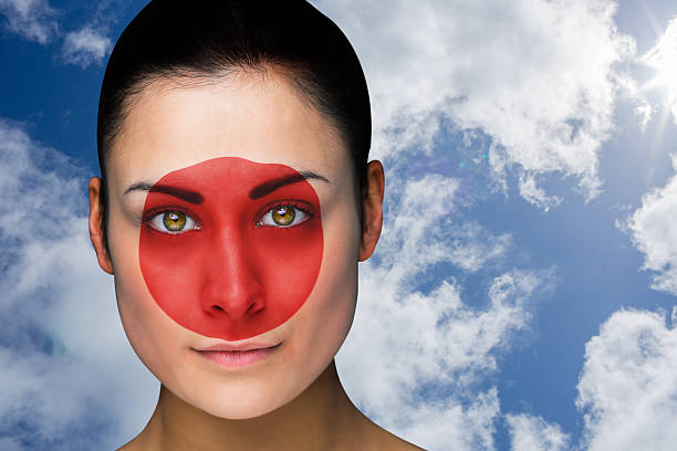 istock Beautiful brunette in japan facepaint 489698195
