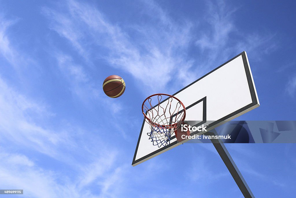 Backboard Basketball Basketball backboard and blue sky background Outdoors Stock Photo