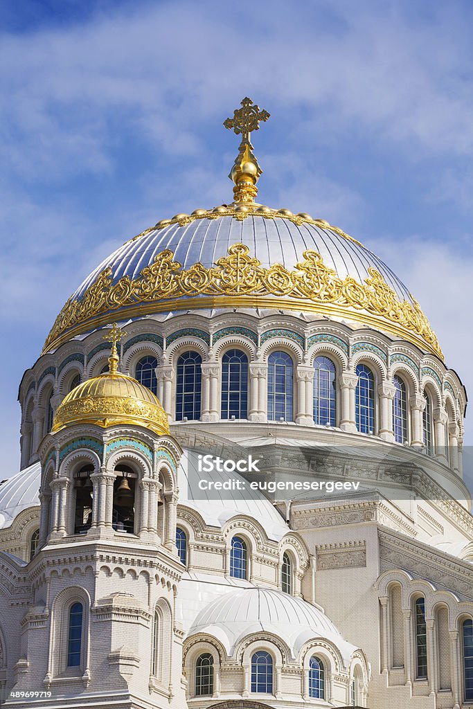 Orthodox Naval cathedral of St. Nicholas. Built in 1903-1913 as Orthodox Naval cathedral of St. Nicholas. Built in 1903-1913 as the main church of the Russian Navy. Kronshtadt, St.Petersburg, Russia Architectural Dome Stock Photo