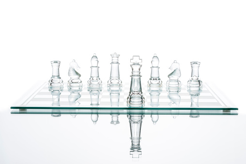 Business choice leadership achievement glass chess transparent board winning war