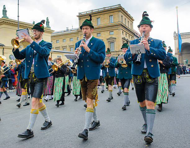 Munich, Germany -  September 20, 2015: The Oktoberfest is the world biggest beer festival and at the opening parade ap. 9000 participants take part with historical costumes, music bands and horses.