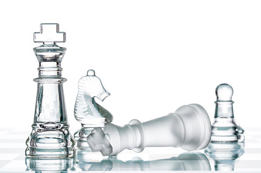 Checkmate Strategy on chess board, business War Winning, topple  Conquering Adversity