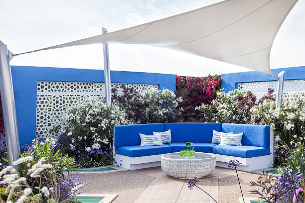 Garden landscape with a patio
