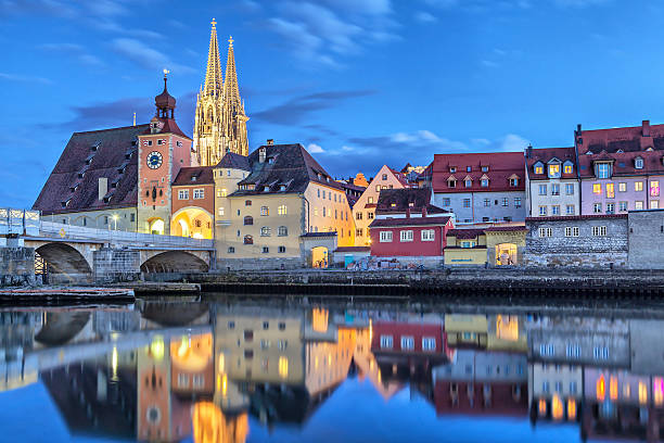 istock Historical Stone Bridge and Bridge tower in Regensburg 489727150