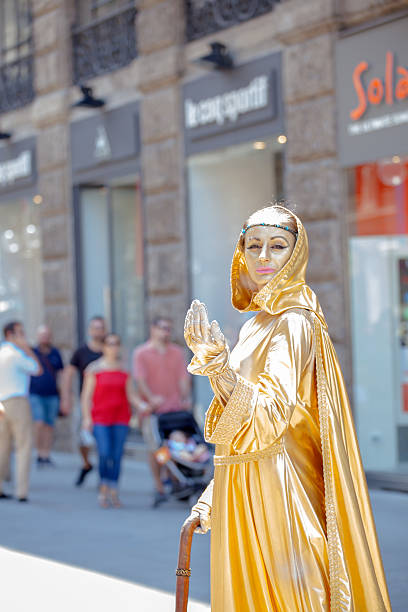 Milan, Italy - June 21, 2015: Mime during a performance in the street on Jun 21, 2015