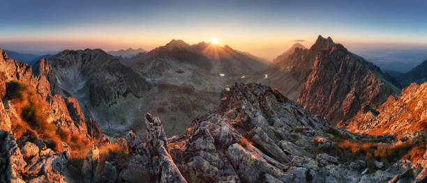 istock Sunset panorama mountain nature autumn landscape, Slovakia 489730206