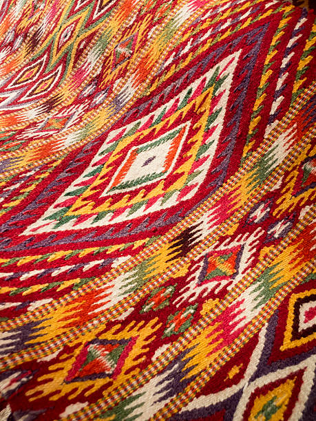 istock Close up of handmade traditional wool rug 489730376