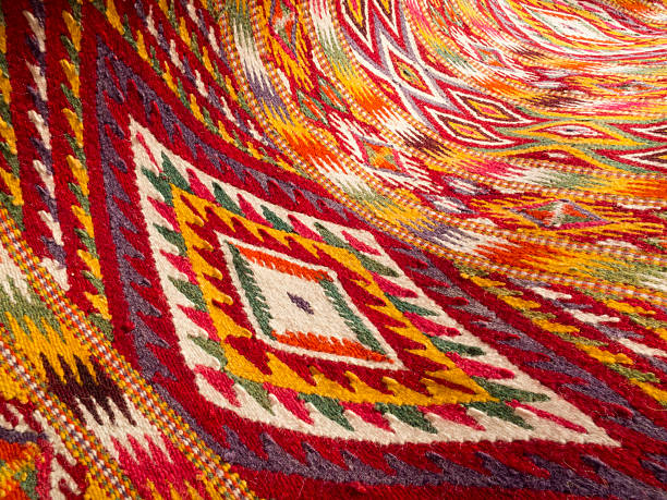 istock Close up of handmade traditional wool rug 489731296