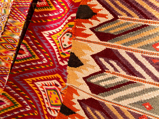 istock Close up of handmade traditional wool rug 489731608