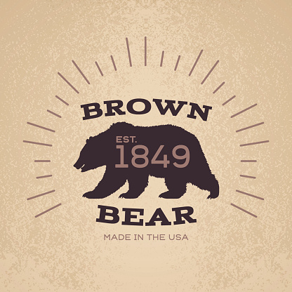 A brown bear textual badge or emblem design with space for your content. EPS 10 file. Transparency effects used on highlight elements.
