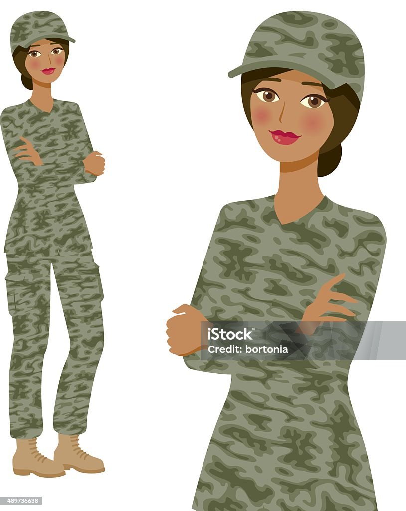 Soldier Professional Woman Icons Full Body And Waist Up Stock Illustration  - Download Image Now - iStock