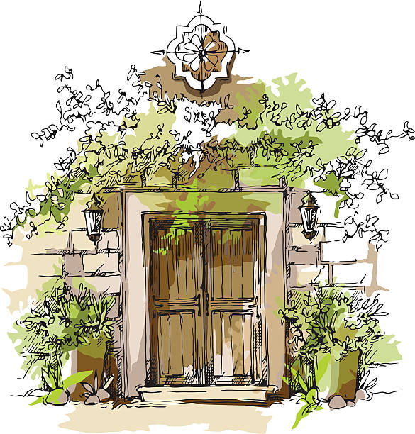 istock Hand made sketch of old street. 489738018