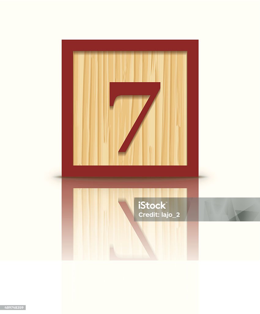 Script Number 7 Vector Vector Number 7 Wooden Alphabet Block Stock Illustration - Download ...