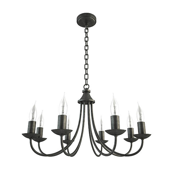 istock Classic forged black chandelier isolated on white background 489748469