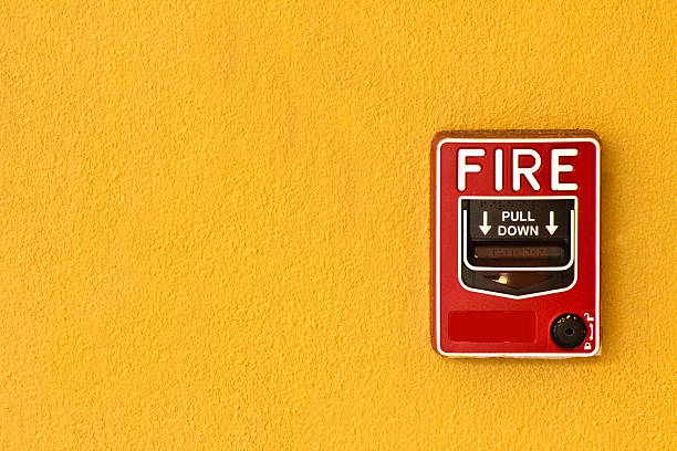 allarme antincendio - fire button foto e immagini stock