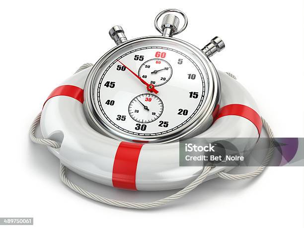 Fast First Help Stopwatch In Lifebuoy Stock Photo - Download Image Now - Stopwatch, Three Dimensional, Accuracy