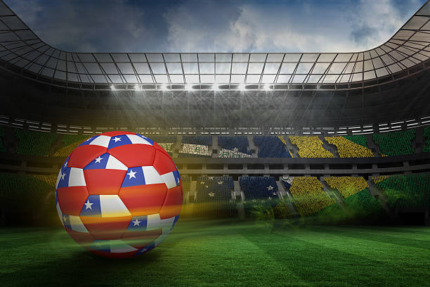 istock Football in chile colours 489752061
