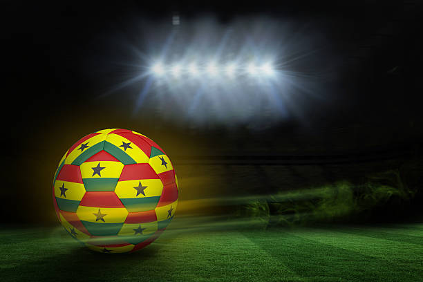 istock Football in ghana colours 489752111