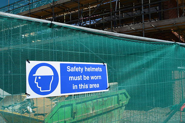 istock Safety helmets must be worn sign. 489752133