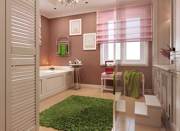 istock Classic bathroom for girls 489755356