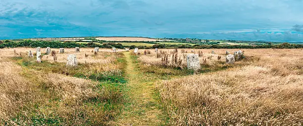 Panorama of a stonecircle in Cornwall, South England