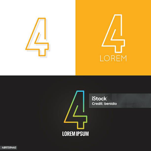 Number Four 4 Logo Design Icon Set Background Stock Illustration - Download Image Now - Four People, Number, 2015