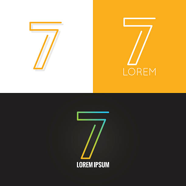 ilustrações, clipart, desenhos animados e ícones de número sete 7 design do logotipo conjunto de ícones de fundo - number 7