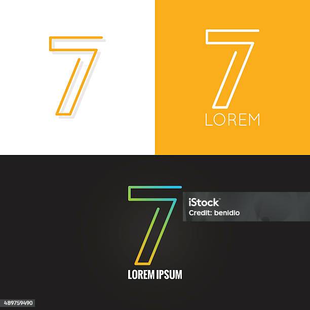 Number Seven 7 Logo Design Icon Set Background Stock Illustration - Download Image Now - 6-7 Years, Number 7, Number