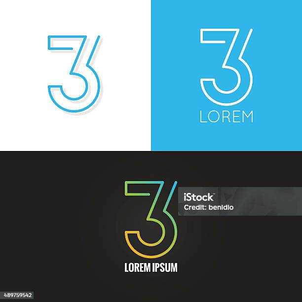 Number Three 3 Logo Design Icon Set Background Stock Illustration - Download Image Now - Three People, Number, Typescript