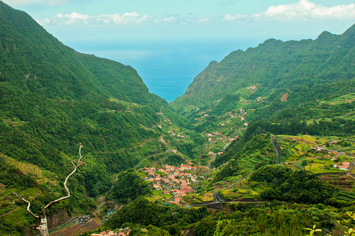 Landscape of Boaventura in Madeira Island, Portugal on the trail from Fajã do Penedo to Lombo do Urzal, Boaventura, Santana. 2015.06.13