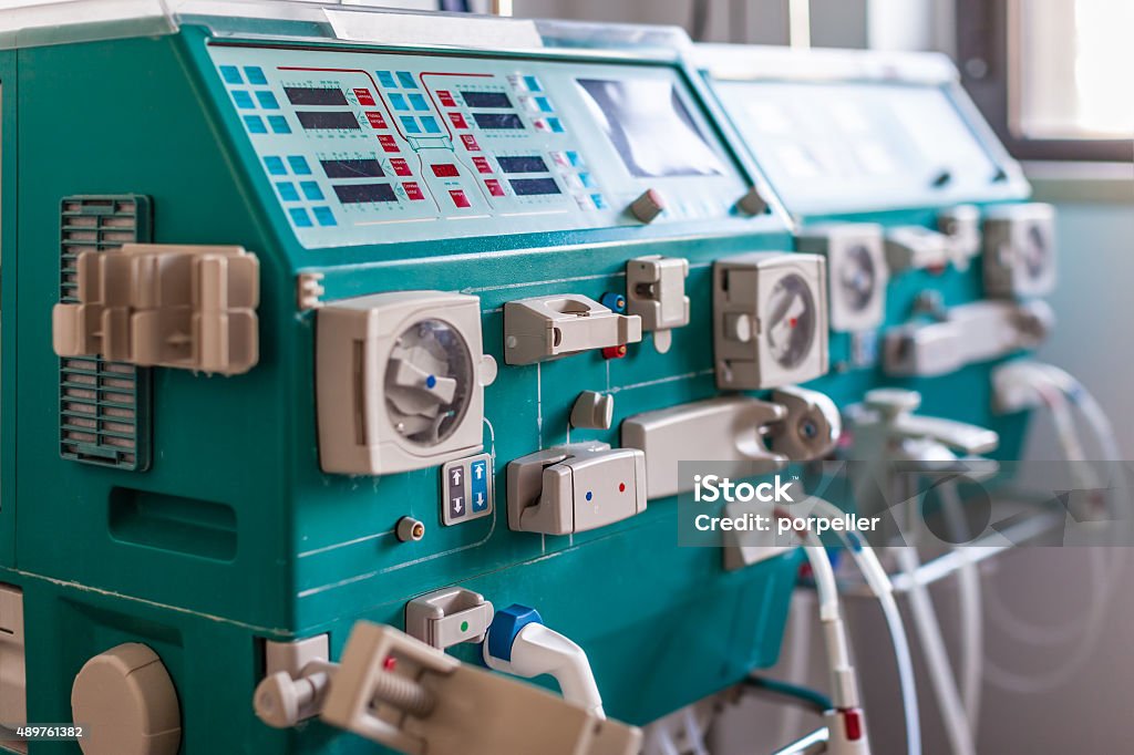 hemodialysis device a dialyser or hemodialysis machine in an hospital ward 2015 Stock Photo