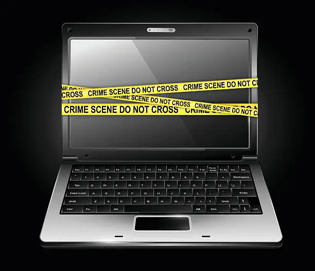 Vector illustration of Laptop with yellow ribbon