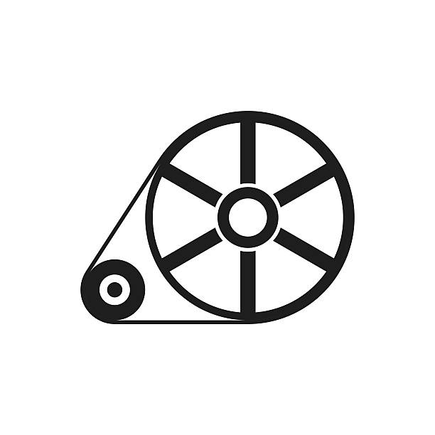 Flywheel icon on a white background. - Single Series Illustration includes a black, Flywheel icon on a white background. fly wheel stock illustrations