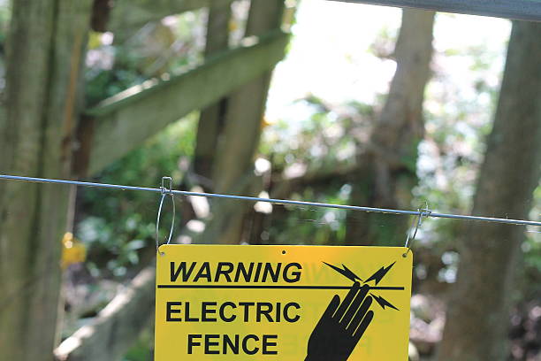 istock Electric Fence Warning Sign 489764956