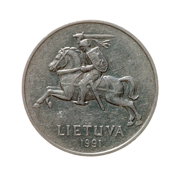 istock Lithuania coin two cents isolated on white background. top view 489765234
