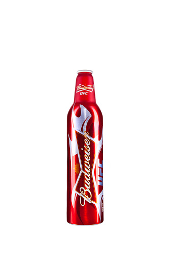 Dublin, Ireland - April 5, 2014: Bottle of Budweiser UFC as limited edition. Budweiser is made by Anheuser-Busch.