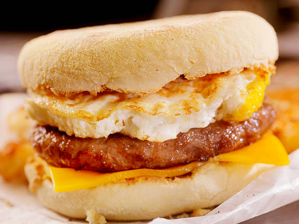 istock Sausage and Egg Breakfast Sandwich at your Desk 489766914