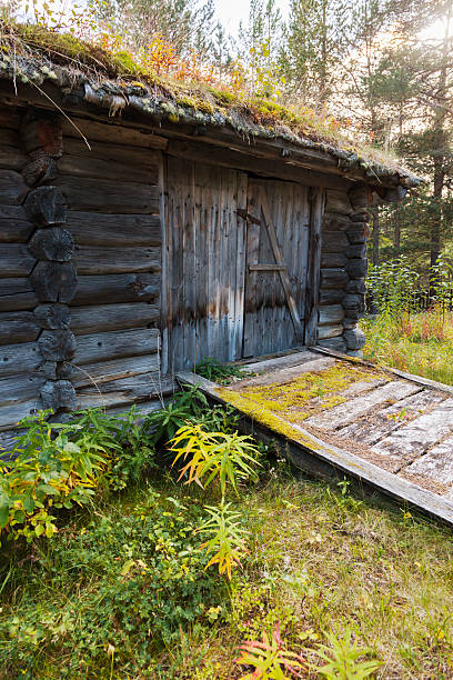 istock Old traditional  Norwegian farm building in early fall. 489767686