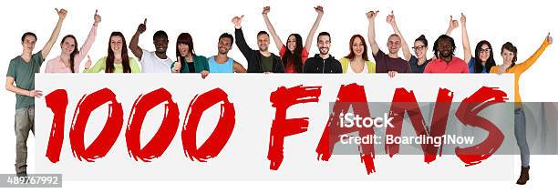 1000 Fans Likes Social Networking Media Sign Group Of People Stock Photo - Download Image Now