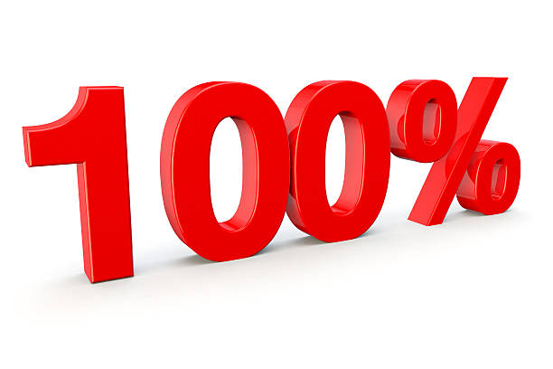 istock 100% number in red on a white background 489772201