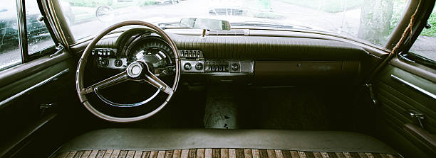 istock Vintage Car Steering Wheel and Dashboard Interior 489772745
