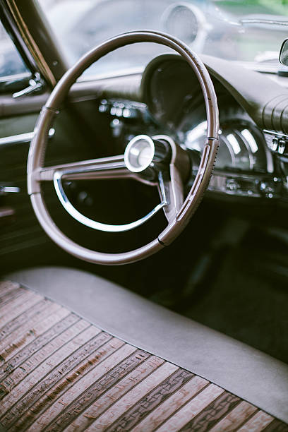 istock Steering Wheel and Dashboard Interior of Vintage Car 489772757