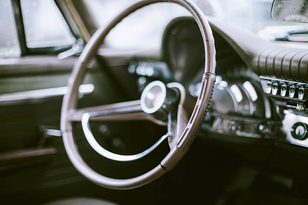 istock Steering Wheel and Dashboard Interior of Vintage Car 489772759