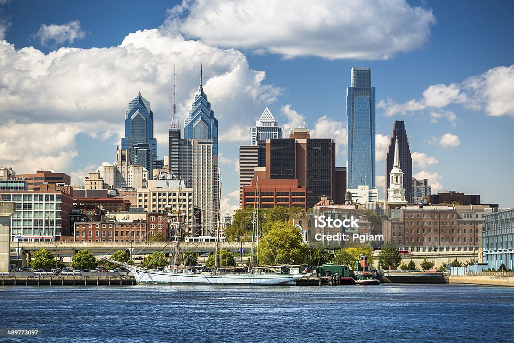 Philadelphia Skyline USA, Pennsylvania, Philadelphia cityscape and Delaware River Philadelphia - Pennsylvania Stock Photo